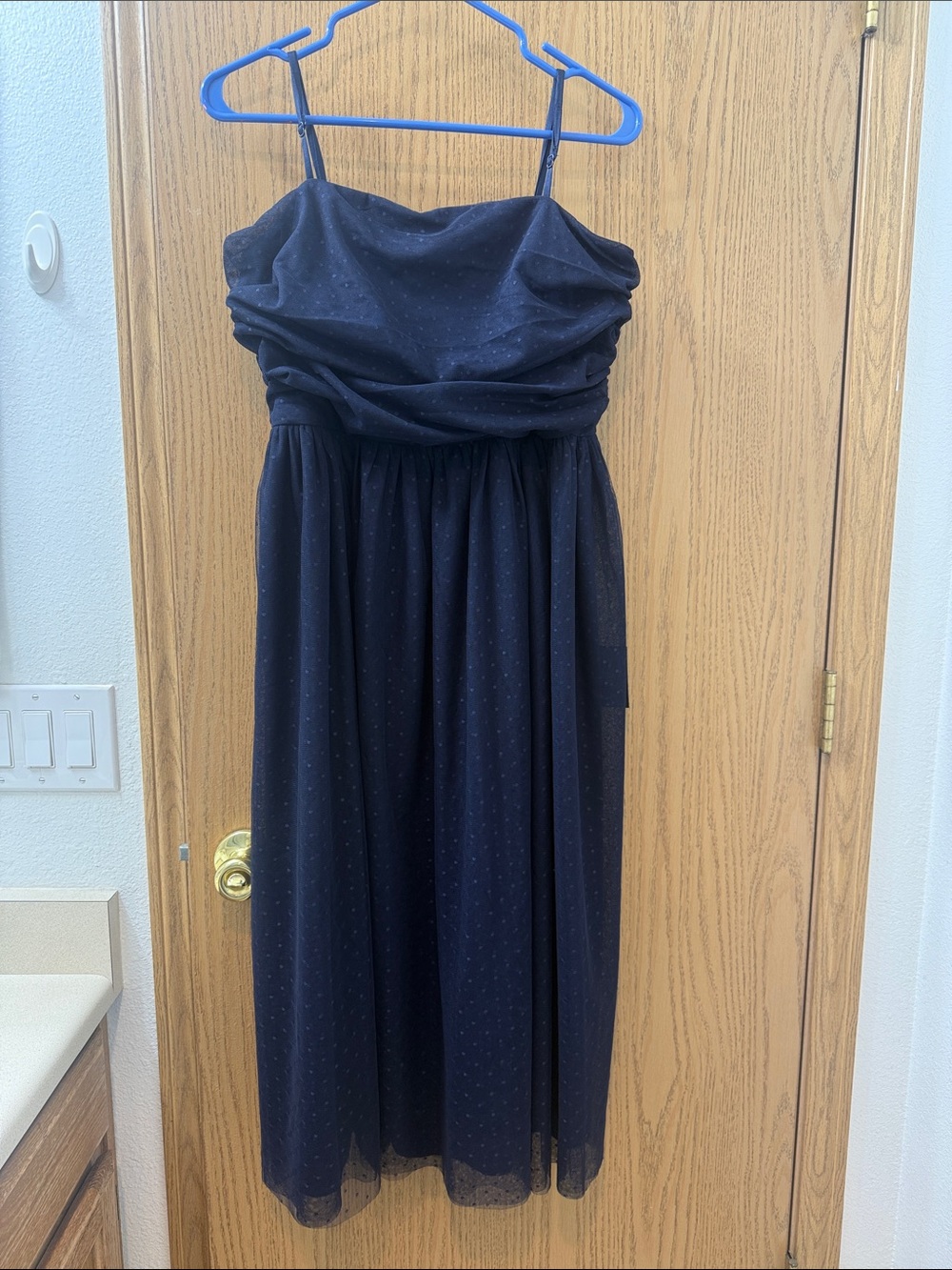 Lulu's Navy Blue Spaghetti Strap Midi Dress